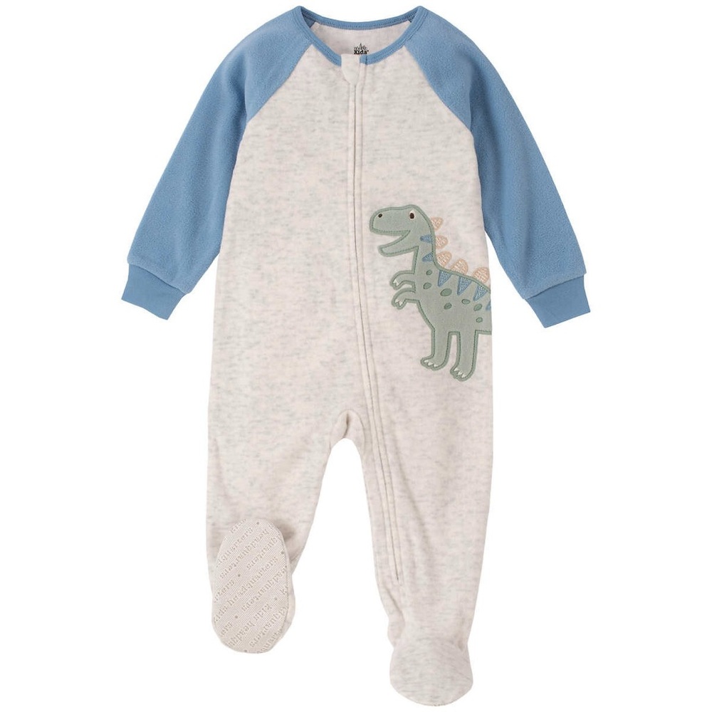Kids Headquarters Dinosaur Microfleece Footed Sleeper Pajamas Gray & Blue Sz 4T - Picture 2 of 13